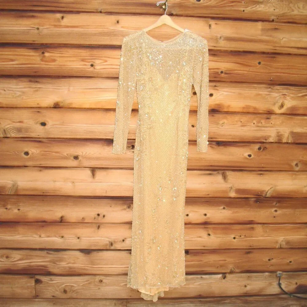MAC DUGGAL 5504 Long Sleeve Embellished Evening Gown Dress FLAW